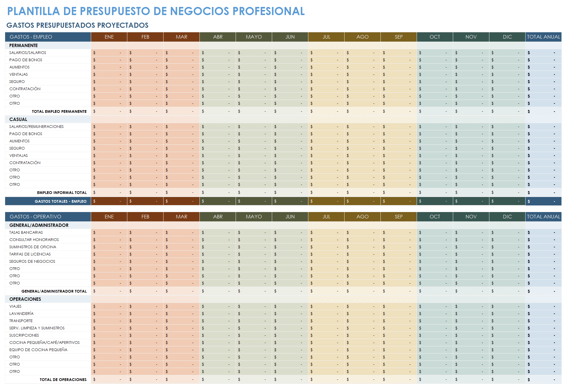 Presupuesto empresarial profesional.