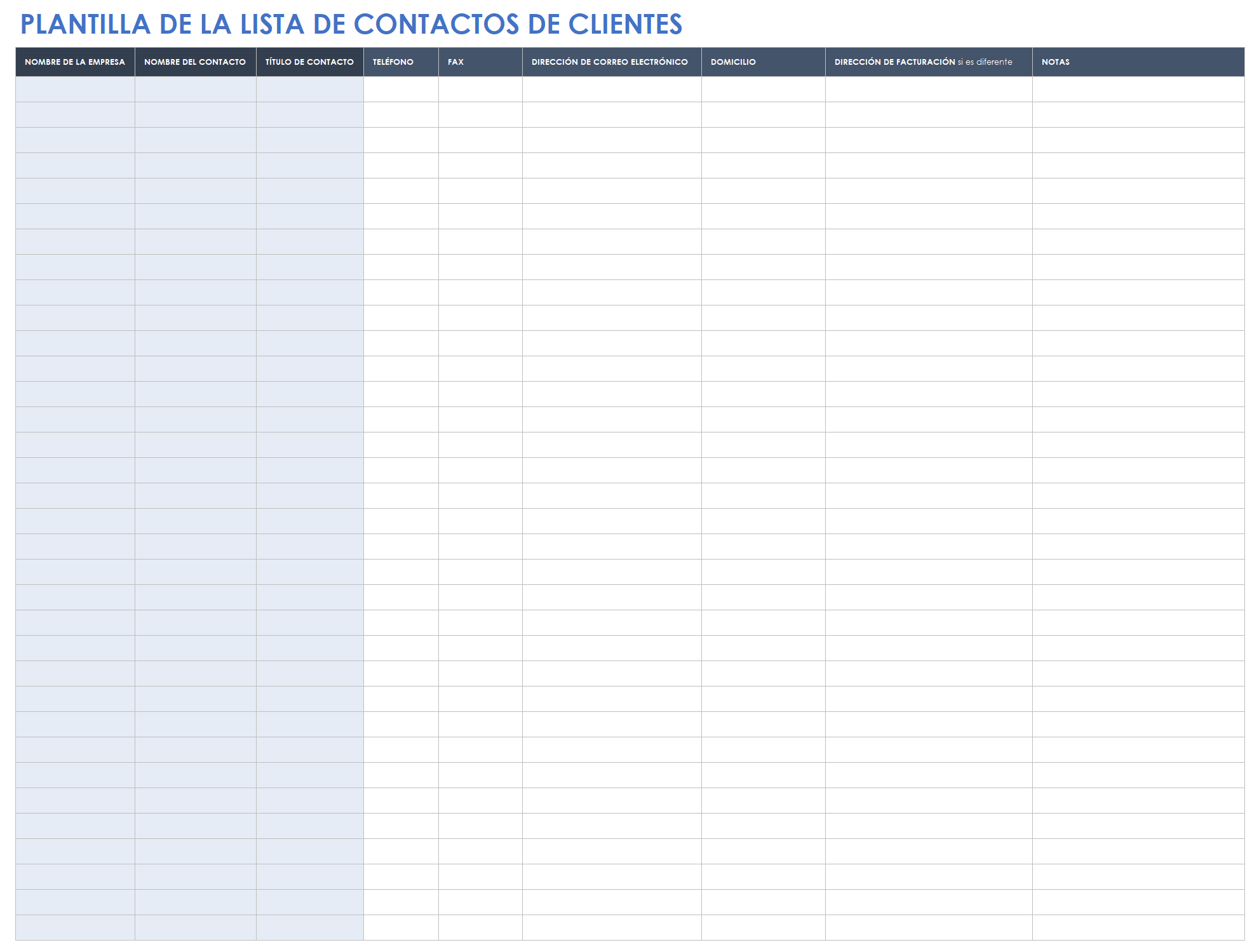 Lista de contactos de clientes