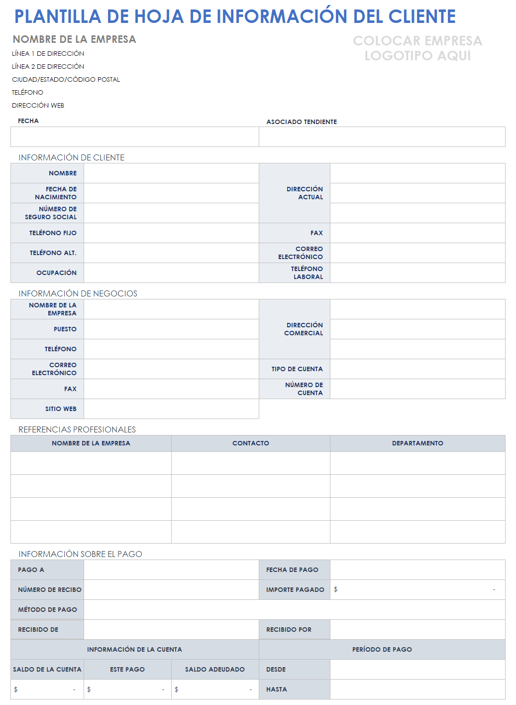 Ficha de información del cliente