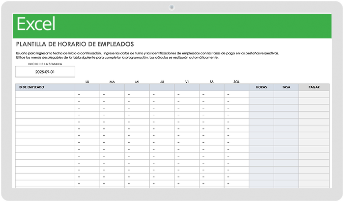 PLANTILLA DE HORARIO DE EMPLEADOS PARA EXCEL