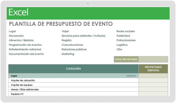 Plantilla de Presupuesto de Evento