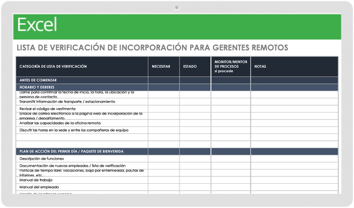 LISTA DE VERIFICACIÓN DE INCORPORACIÓN PARA GERENTES REMOTOS