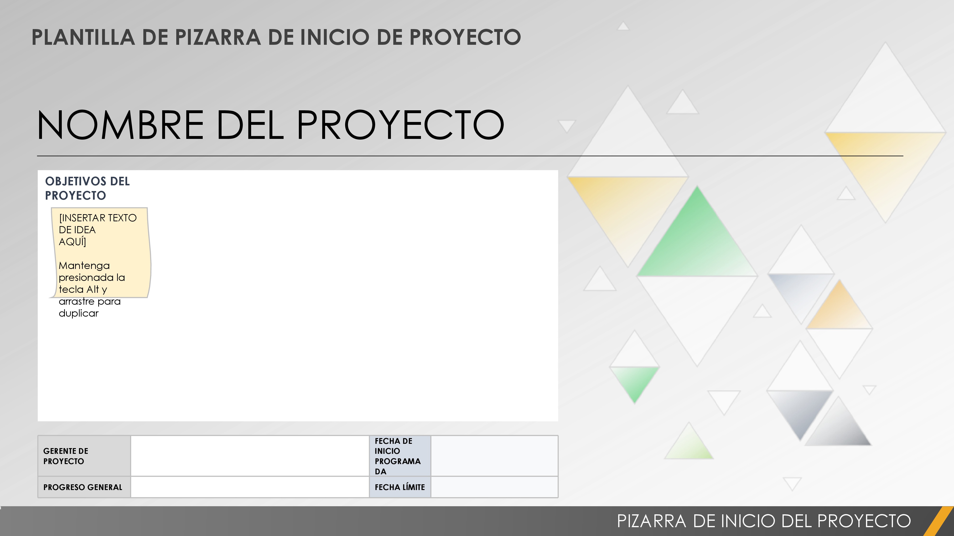  Plantilla de pizarra de inicio de proyecto