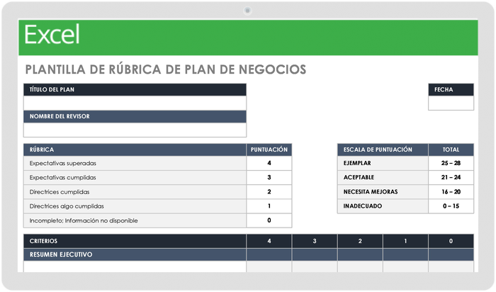 Rúbrica de Plan de Negocios Simple