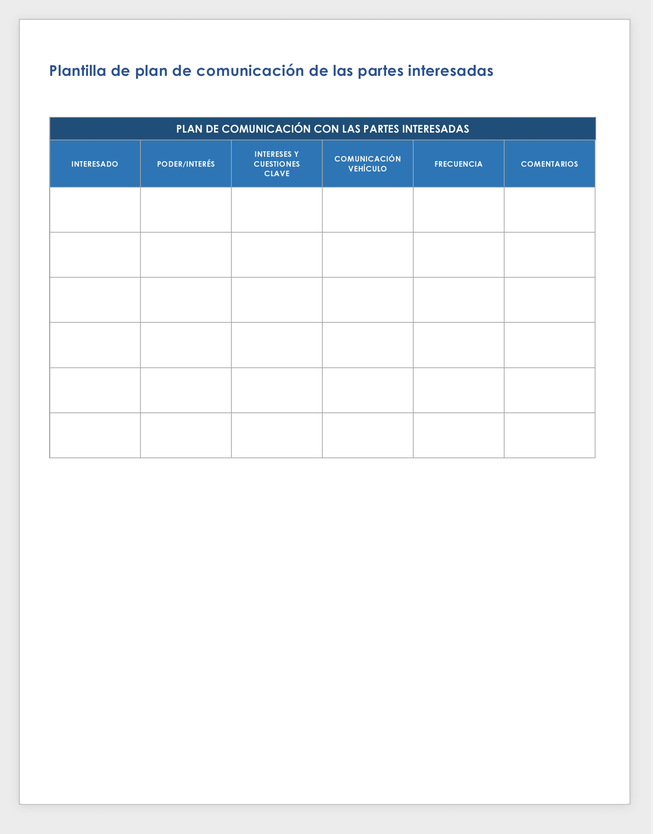 Plan de Comunicación con las Partes Interesadas