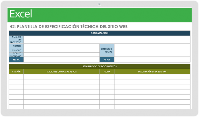 Plantilla de Especificación Técnica Del Sitio Web